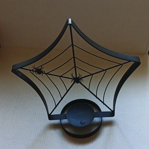 Black Iron Halloween Spider Web Candle Holder